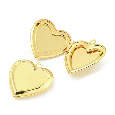 Rack Plating Heart Brass Locket Pendants KK-T071-11G-1
