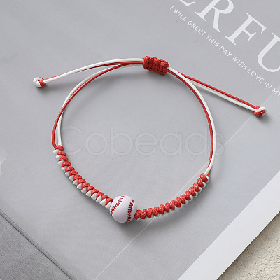 Sports Theme Waxed Cord Braided Bracelets FS-WG8B70B-02-1