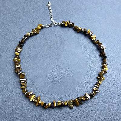 Natural Tiger Eye Chip Beaded Necklaces for Women IW6789-23-1