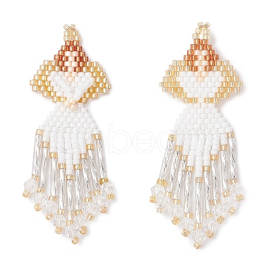 Glass Seed Beaded Angel Pendants PALLOY-MZ0089296-02-1