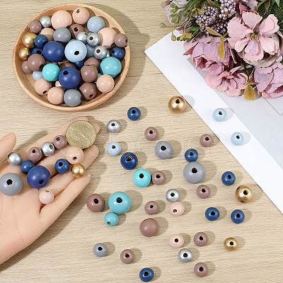 Baking Paint Wood Beads WOOD-SP0001-77A-1