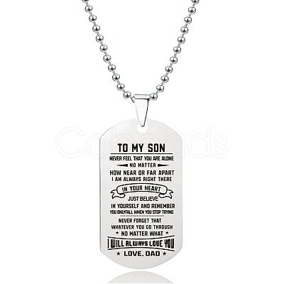 201 Stainless Steel To My Son Dog Tag Pendant Ball Chain Necklaces FS-WG527E6-29-1
