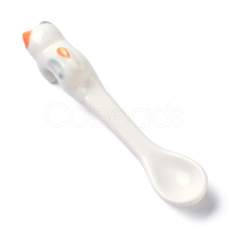 Porcelain Cat Animal Hanging Spoons AJEW-A029-01A-1