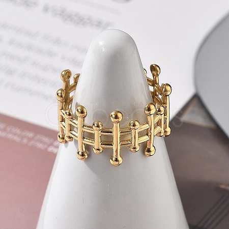 304 Stainless Steel Open Cuff Ring for Women RJEW-M049-01G-05-1
