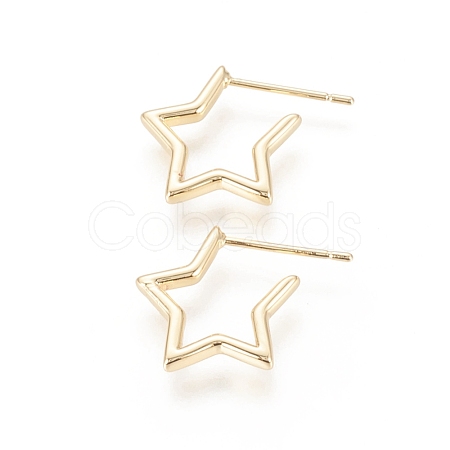 Brass Stud Earrings EJEW-F245-02G-1