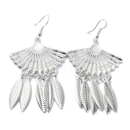 Silver Alloy Chandelier Earrings EJEW-D092-02A-S-1