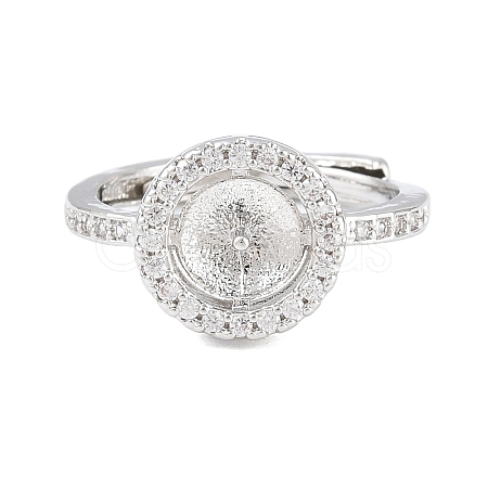 Brass Micro Pave Cubic Zirconia Adjustable Ring Components KK-CBAC351-01P-1