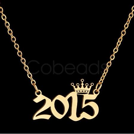 Crown Birth Year 201 Stainless Steel Pendant Necklaces for Women FS-WG4E8F2-36-1