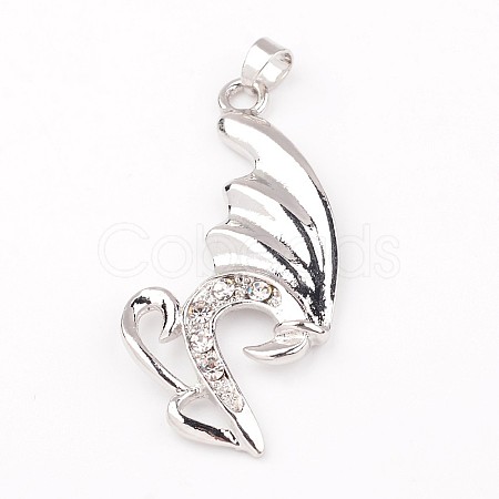 Swan Alloy Rhinestone Pendants PALLOY-L198-01P-1