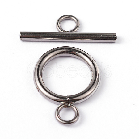 Tarnish Resistant 304 Stainless Steel Ring Toggle Clasps STAS-L176-12P-1