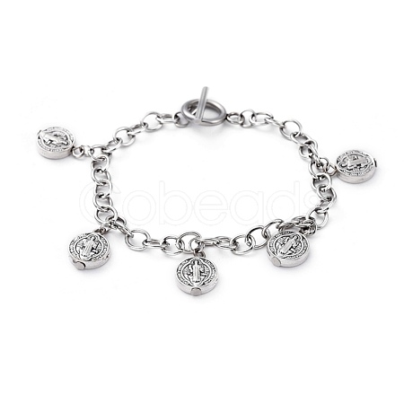 Religion Alloy Charm Bracelets BJEW-JB04647-1