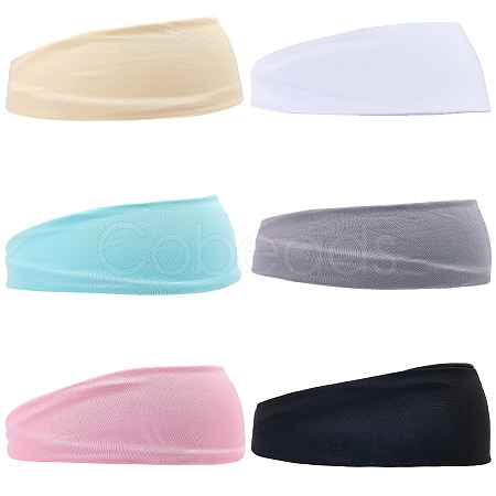 6Pcs 6 Colors Cloth Wide Headband for Sports AJEW-CN0005-07B-1