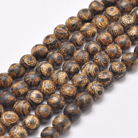 Tibetan Style 3-Eye dZi Beads Strands G-P229-A-03-8mm-1