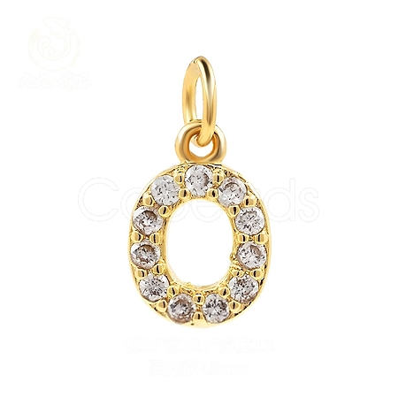 Brass Cubic Zirconia Pendants with Jump Rings FIND-PW0024-09O-1