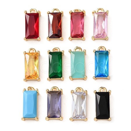 Brass Glass Charms KK-Z141-09G-1