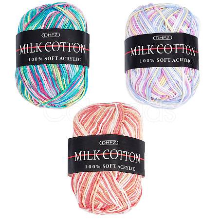 3 Rolls 3 Colors 3-Ply Crochet Yarn OCOR-GF0002-46-1