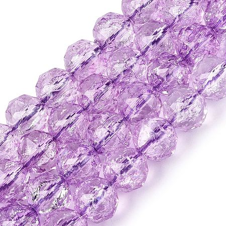 Crackle Transparent Glass Beads Strands GLAA-N063-10mm-13-1