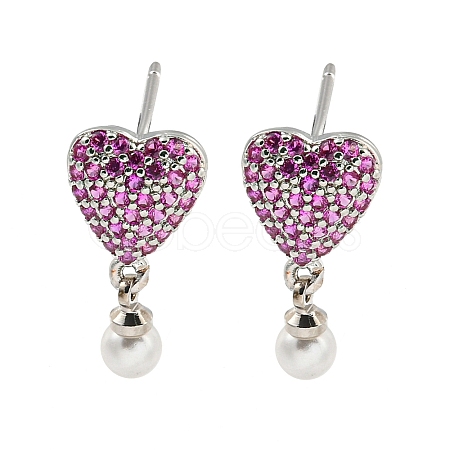 Rack Plating Brass Micro Pave Cubic Zirconia Stud Earring EJEW-C102-09P-1