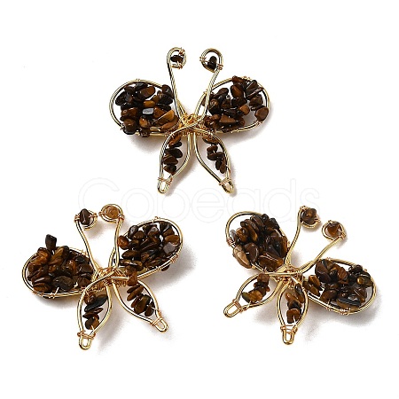Butterfly Natural Tiger Eye Brooch G-A278-02G-02-1