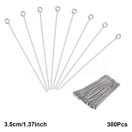 300Pcs 304 Stainless Steel Eye Pins STAS-YW0003-12A-1