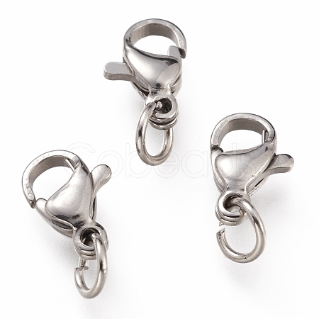 Tarnish Resistant 304 Stainless Steel Lobster Claw Clasps STAS-G240-01B-P-1