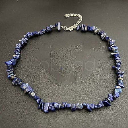 Natural Lapis Lazuli Chip Beaded Necklaces for Women IW6789-19-1
