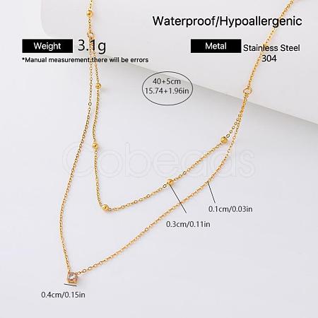 304 Stainless Steel Crystal Rhinestone Pendant Double Layer Necklaces for Women OK0426-4-1