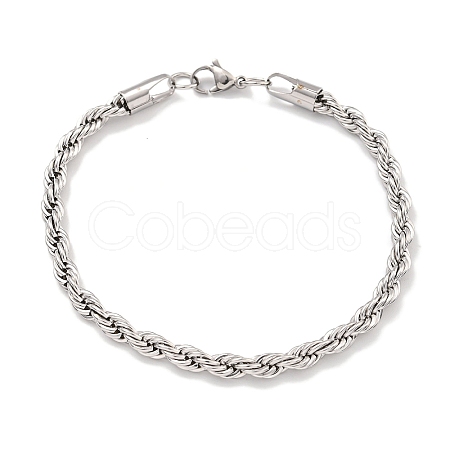 Tarnish Resistant 5MM 201 Stainless Steel Rope Chain Bracelets for Women BJEW-R318-02P-1