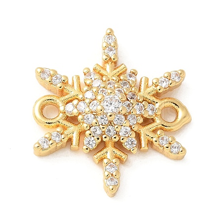 Brass Micro Pave Cubic Zirconia Connector Charms KK-U053-06G-1