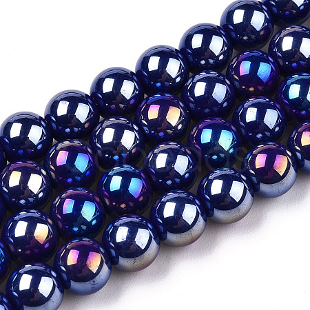 Electroplate Opaque Glass Beads Strands LS-GLAA-T032-P8mm-AB03-1
