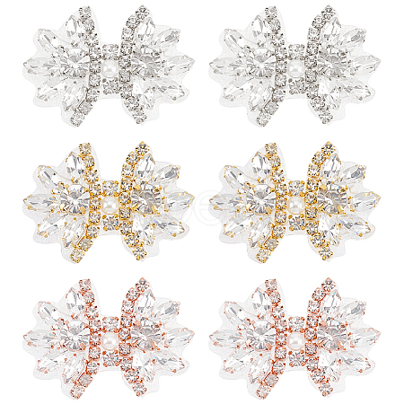 6Pcs 3 Style Glitter Hotfix Rhinestone Iron on Patches(Hot Melt Adhesive On The Back) AJEW-FG0003-69-1