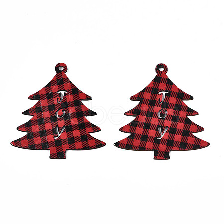 Christmas Theme Single-Sided Printed Wood Big Pendants WOOD-N005-59-1