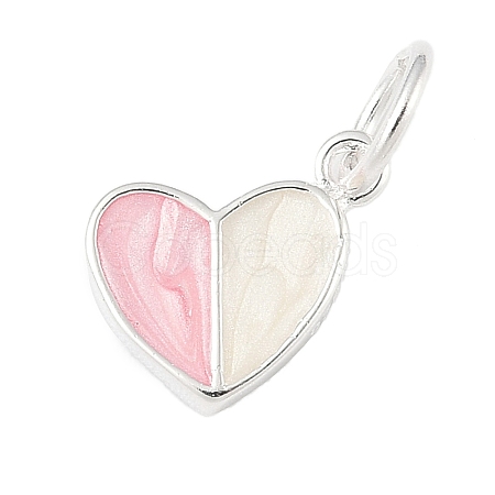 Two Tone 925 Sterling Silver Enamel Heart Charms STER-S011-03S-A-1