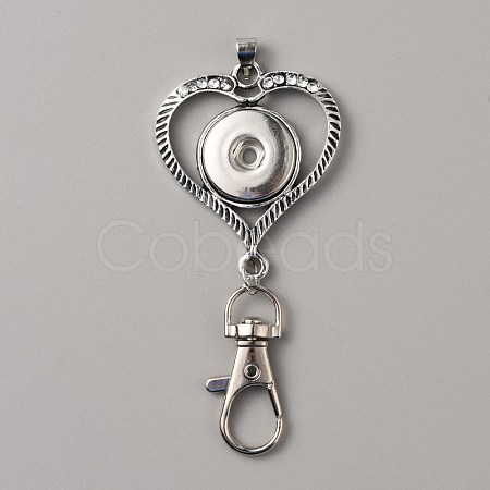 Alloy Rhinestone Snap Keychain Making KEYC-WH0018-79-1