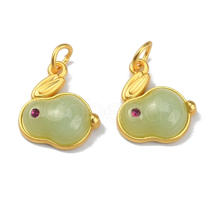 Rabbit Glass Charms GLAA-WH0030-09C-1