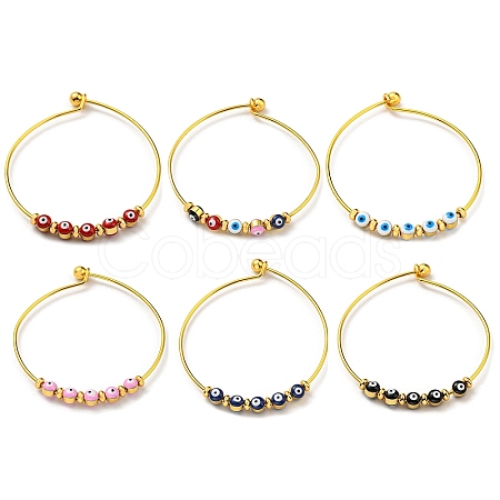 Evil Eye Enamel Beaded Bangles BJEW-G675-04G-1