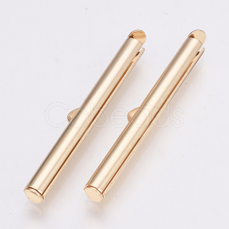Brass Slide On End Clasp Tubes X-KK-Q747-11I-KC-1