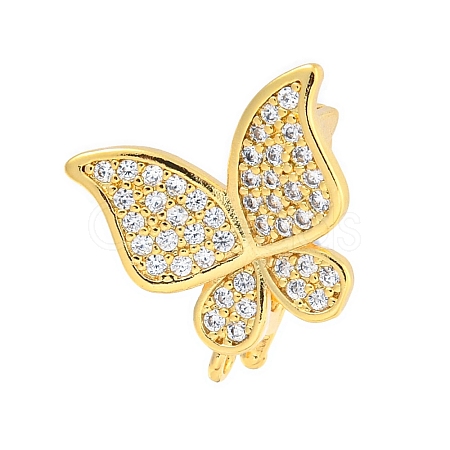 Rack Plating Brass Micro Pave Clear Cubic Zirconia Twister Clasps KK-B093-28G-1