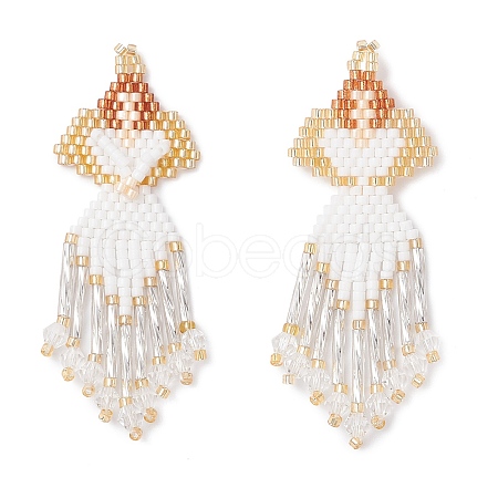 Glass Seed Beaded Angel Pendants PALLOY-MZ0089296-02-1