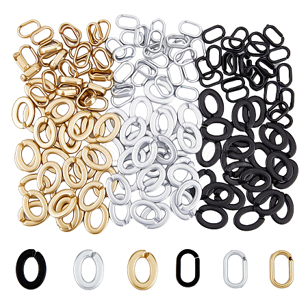 SUPERFINDINGS 240Pcs 6 Style Opaque Spray Painted Acrylic Linking Rings OACR-FH0001-037-1