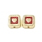 Rack Plating Alloy with Acrylic Beads, Cubes & Hearts, Red, 11x11x7mm, Hole: 1.5mm