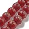 Handmade Lampwork Beads Strands, Round with Polka-Dotted, Red, 12~12.5mm, Hole: 2mm, about 24pcs/strand, 10.71''(27.2cm)