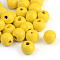 Natural Wood Beads, Dyed, Round, Yellow, 12x11mm, Hole: 4mm, about 1800pcs/1000g