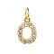 Brass Cubic Zirconia Pendants with Jump Rings, Real 18K Gold Plated, Letter O, 15x10.7x2.2mm, Hole: 2.8mm