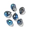 Electroplate Glass Beads, Faceted, Full Rainbow Plated, Teardrop, Steel Blue, 9.5x8mm, Hole: 1.2mm