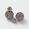 Double Austrian Crystal Ball Ear Studs, with 925 Sterling Silver Pins and Brass Findings, 001SSHA_Crystal Silver Shade, 6~12mm, Pin: 0.7mm