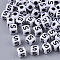 White Opaque Acrylic Beads, Horizontal Hole, Cube with Black Alphabet, Letter.S, 4~5x4~5x4~5mm, Hole: 1.8mm, about 6470~6500pcs/500g