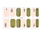 Full Cover Nail Stickers, 3D Nail Decals, Self-Adhesive, with Glass & Rhinestone & Plastic, for Nail Tips Decorations, Olive Drab, 24x8.5~15mm, 24pcs/sheets