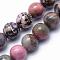 Natural Rhodonite Beads Strands, Round, 8mm, Hole: 1mm, about 47pcs/strand, 15.3 inch(39cm)