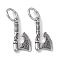 316 Surgical Stainless Steel Axe Hoop Earrings for Women, Antique Silver, 32x15.5mm